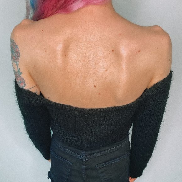 TIC:TOC Black Knitted Over The Shoulder Sweater - Picture 3 of 5